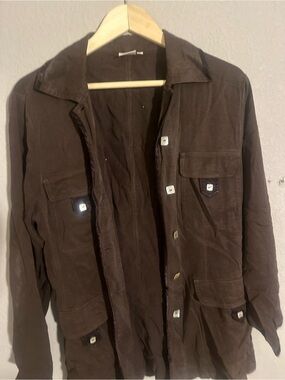 Johnny Was Men's Brown Field Jacket with Patch Pocket Details